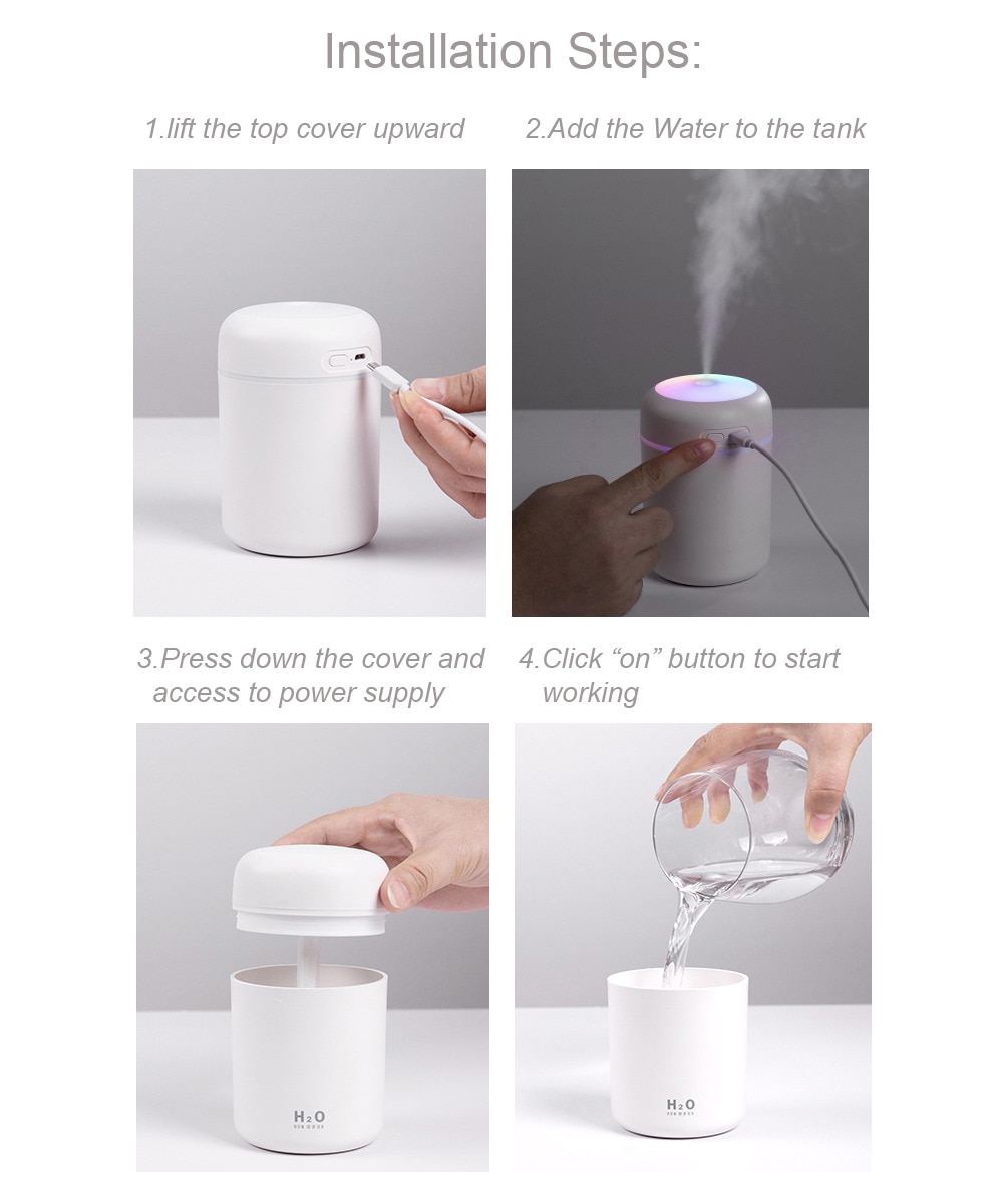 Xiaomi Air Humidifier 300ml Low Noise Perfume Mist Maker Portable USB Essential Oils Diffuser with Night Lignt For Home Office Xiaomi Air Humidifier 300ml Low Noise Perfume Mist Maker Portable USB Essential Oils Diffuser with Night Lignt For Home Office